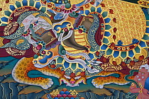 Wall Painting in the Tibetan Lamaistic Buddhist Songtsam Monastery, Shangri-La or Xianggelila,  Zhongdian County, Yunnan, China. April 2018.