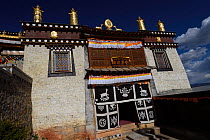 Deer symbols, The Tibetan Lamaistic Buddhist Songtsam Monastery, Shangri-La or Xianggelila,  Zhongdian County, Yunnan, China. April 2018.