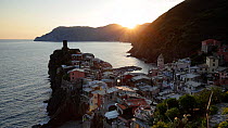 View of Vernazza at sunset, one of the Cinque Terre, Liguria, Italy, April 2016. Hellier