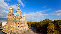 Timelapse of clouds moving over the Church of the Saviour on Spilled Blood, Saint Petersburg, Russia, May 2016. Hellier