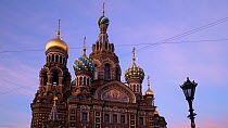 Timelapse from day to night of clouds moving over the Church of the Saviour on Spilled Blood, Saint Petersburg, Russia, May 2016. Hellier