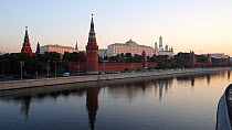 View of the Kremlin over the Moskva River, seen from the Bolshoy Kamenny Bridge , Moscow, Russia, May 2016. Hellier