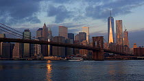 One World Trade Center and Downtown Manhattan at dusk from across the Hudson River, New York, Manhattan, United States of AmericaJune 2016. Hellier