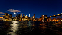 Timelapse of the moon setting over Manhattan, New York, USA, June 2016. Hellier