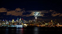 Timelapse of the moon rising over Manhattan, New York, USA, June 2016. Hellier