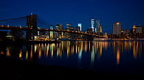 Timelapse from night to day looking towards Brooklyn Bridge, New York, USA, June 2016. Hellier