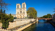 Timelapse of boats on the River Seine, next to Notre Dame, Paris, France, May 2016. Hellier