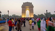 Timelapse of people at India Gate war memorial, Delhi, Uttar Pradesh, India, January 2018. Hellier