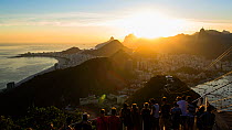 Timelapse of tourists watching the sunset from Pao de Acucar or Sugarloaf mountain, Rio de Janeiro, Brazil - 4K time lapseSeptember 2016. Hellier