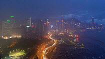Timelapse of clouds moving over Hong Kong Central and Victoria Harbour, seen from Victoria Peak, Hong Kong, China, June 2017. Hellier