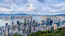 Timelapse of Hong Kong city skyline and Victoria Harbour viewed from Victoria Peak, Hong Kong Island, ChinaJune 2017. Hellier