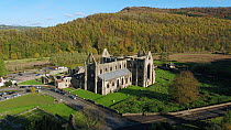 Aerial view of Tintern Abbey, Monmouthshire, Wales, UK, October 2017. Hellier