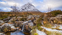 Timelapse of clouds moving over Buachaille Etive Mor and Rannoch Moor, Scotland, UK, October 2017. Hellier