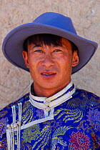 Mongolian shepherd Manduhu portrait, Inner Mongolia, China. May 2016