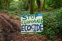 Anti-fracking sign, Leith Hill, Surrey, England, UK, September 2018.