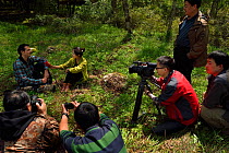 Wildlife photographer Jed Weingarten being interviewed by Sichuan TV, Tangjiahe National Nature Reserve, Qingchuan County, Sichuan province, China