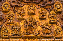 Detail on wall of Malla&#39;s Royal Palace, Durbar Marg, Patan, Lalitpur Metropolitan City, Kathmandu Valley, Nepal.