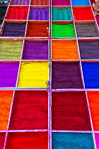 Coloured powder at Pashupatinath Temple, Bagmati River, Kathmandu Valley, Nepal. March 2018.