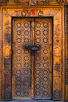 Door at Malla&#39;s Royal Palace, Bhaktapur Durbar Square Complex, Durbar Marg, Lalitpur Metropolitan City, Kathmandu Valley, Nepal. February 2018.