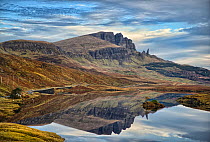 View from Portree road at Old Man of Storr on a frosty autumn morning. Skye, Scotland. October 2012