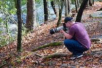 Photographer Oliver Hellowell working in The Smoky Mountins, Tennessee, November 2017