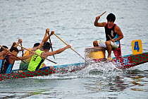 Training for the Hong Kong Dragon Boat Festival, also known as the Tueng Ng Festival, is one of the favourites of Chinese Festivals celebrated in the territory. Sai Kung, Hong Kong, China. June, 2016.