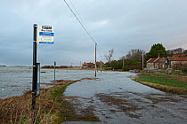 A149 coast road at Salthouse on North Norfolk, England, UK. Coast flooded after Friday January 13th 2017 North Sea surge