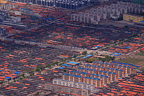 Low rise and high- rise buildings in Datong town, Beiyue Hengshan Mountain, Datong, Hunyuan County, Shanxi Province, China. May 2016