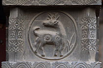 Deer carved in stone at the Yong An Si temple, now a museum, Beiyue Hengshan Mountain, Datong, Hunyuan County, Shanxi Province, China