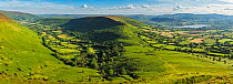 View over Llangors from Mynydd Troed, Brecon Beacons, Powys, Wales, UK. June 2014