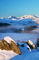 Capel Curig in winter, Snowdonia, Wales, UK, March 2006.
