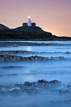 Mumbles Lighthouse near Swansea, Wales, UK, March 2008.