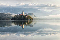 Church of the Assumption of St. Mary, Bled Island, Lake Bled, Slovenia, October 2014.