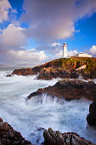 Fanad Head Lighthouse with stormy seas, Donegal, Republic Of Ireland, September 2010.