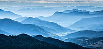 View at dawn over Hautes-Alpes from Col de Perty, The Baronnies, Provence, France.. July 2014