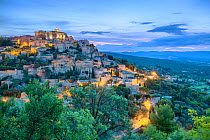 Village of Gordes at dusk, Provence-Alpes, France. July 2014