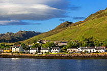 The village Dornie on the shore of Loch Duich, Ross and Cromarty, Western Highlands of Scotland, UK, June 2017