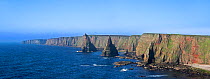 Duncansby Stacks, rock pinnacles south of Duncansby Head near John o&#39; Groats, Caithness, Highland, Scottish Highlands, Scotland, UK, May 2017