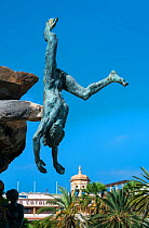 Doramas monument to the last aboriginal king, Doramas Park, Las Palmas city, Gran Canaria Island, The Canary Islands. August 2018.