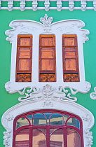 Ornate windows, Triana neighborhood, Las Palmas city, Gran Canaria Island, The Canary Islands, Spain. August 2018.
