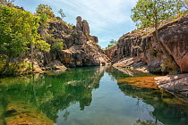 Freshwater pools on Waterfall Creek, at the top of Gunlom Falls. Mary River, Kakadu National Park, Northern Territory, Australia. March 2014.