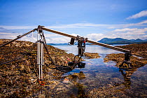 Specialist motion control rig to film underwater timelapse in a rockpool for BBC Blue Planet II, Vancouver island, British Columbia, Canada, July.