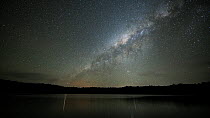Timelapse of stars and the Milky Way over Lake Barrine, Wet Tropics World Heritage Area, North Queensland, Australia. 2017.
