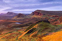 The Quiraing in morning light, eastern face of Meall na Suiramach, the northernmost summit of the Trotternish on the Isle of Skye, Scotland, UK. November 2017.