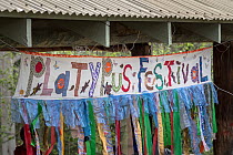 A banner from the annual platypus festival held at Belgrave, Victoria, Australia. September 2017.