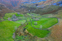 Rural landscape in San Roque de Riomiera, Valles Pasiegos, Cantabria, Spain. November 2018.