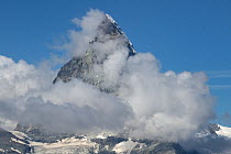 Cloud round the Matterhorn seen from Gornergrat, Valais, Switzerland, September 2018.