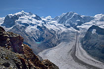 Gorner glacier, Mont Rose and Lyskamm, Alps, Switzerland, September 2018.