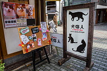 Sign outside Kawaramati Cat Cafe Kyoto, Japan
