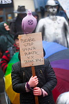 Young climate change protestor at Extinction Rebellion action in Carmarthen, Wales, December 2018.
